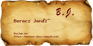 Berecz Jenő névjegykártya